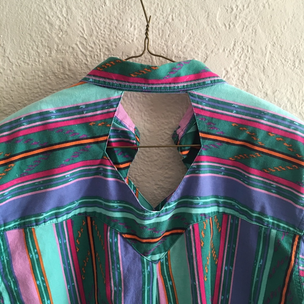 vintage multicolor cowboy western button shirt
